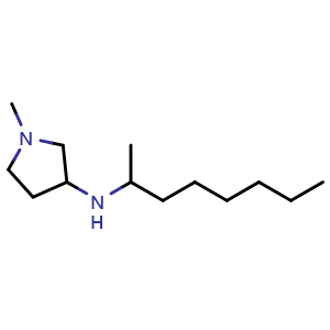 Chemical structure of 1-methyl-N-(octan-2-yl)pyrrolidin-3-amine , CAS 1247620-68-3, AChemBlock Q59428
