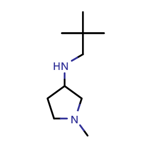 Chemical structure of 1-methyl-N-neopentylpyrrolidin-3-amine , CAS 1247922-50-4, AChemBlock Q59431