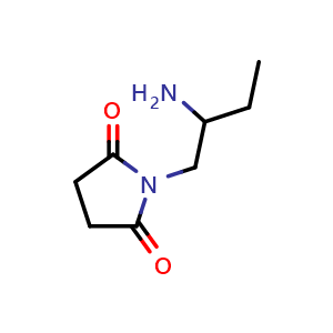 Chemical structure of 1-(2-aminobutyl)pyrrolidine-2,5-dione , CAS 1247401-16-6, AChemBlock Q59443