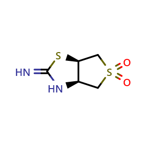 Chemical structure of (3aR,6aR)-2-iminohexahydrothieno[3,4-d]thiazole 5,5-dioxide , CAS 1808655-54-0, AChemBlock Q59455