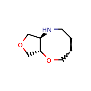 Chemical structure of (6aR,9aS,Z)-5,6,6a,7,9,9a-hexahydro-2H-furo[3,4-b][1,4]oxazocine , CAS 1932423-20-5, AChemBlock Q59459