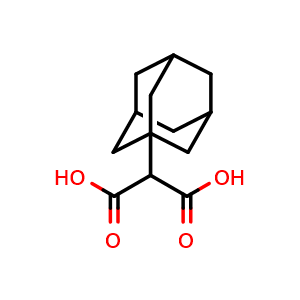 Chemical structure of 2-(adamantan-1-yl)malonic acid , CAS 24779-68-8, AChemBlock Q59506