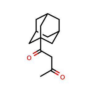 Chemical structure of 1-(adamantan-1-yl)butane-1,3-dione , CAS 82094-52-8, AChemBlock Q59536