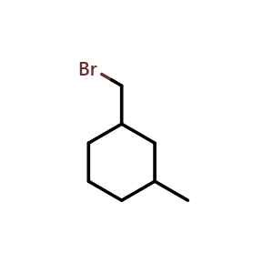 Chemical structure of 1-(bromomethyl)-3-methylcyclohexane , CAS 1427380-37-7, AChemBlock Q59544