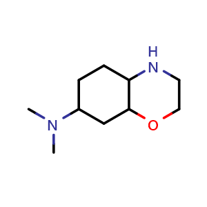 Chemical structure of N,N-dimethyloctahydro-2H-benzo[b][1,4]oxazin-7-amine , CAS 1423023-95-3, AChemBlock Q59557