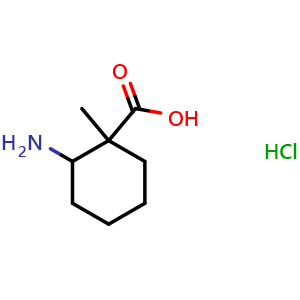 Chemical structure of 2-amino-1-methylcyclohexane-1-carboxylic acid hydrochloride , CAS 1432680-54-0, AChemBlock Q59568