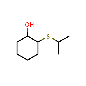 Chemical structure of 2-(isopropylthio)cyclohexan-1-ol , CAS 1183142-67-7, AChemBlock Q59607