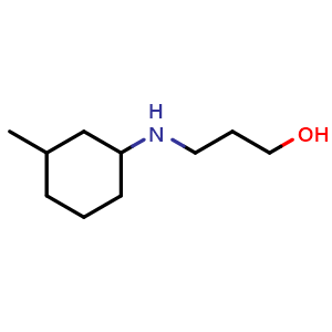 Chemical structure of 3-((3-Methylcyclohexyl)amino)propan-1-ol , CAS 1024275-22-6, AChemBlock Q59629