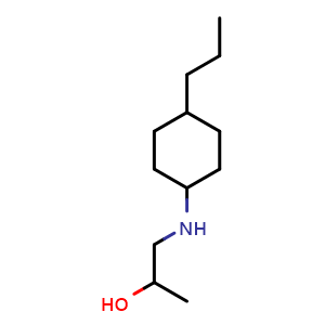 Chemical structure of 1-((4-propylcyclohexyl)amino)propan-2-ol , CAS 1153387-52-0, AChemBlock Q59647