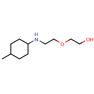 Chemical structure of 2-(2-((4-methylcyclohexyl)amino)ethoxy)ethan-1-ol , CAS 1042539-86-5, AChemBlock Q59653