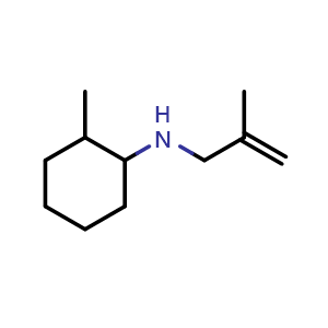 Chemical structure of 2-methyl-N-(2-methylallyl)cyclohexan-1-amine , CAS 1226071-68-6, AChemBlock Q59666