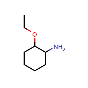 Chemical structure of 2-Ethoxycyclohexan-1-amine , CAS 4342-47-6, AChemBlock Q59678
