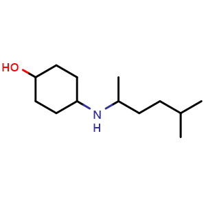 Chemical structure of 4-((5-methylhexan-2-yl)amino)cyclohexan-1-ol , CAS 1152820-16-0, AChemBlock Q59696