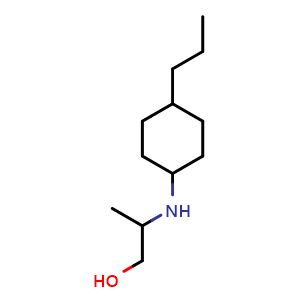 Chemical structure of 2-((4-propylcyclohexyl)amino)propan-1-ol , CAS 1154990-94-9, AChemBlock Q59708