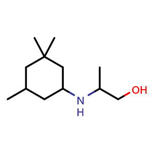 Chemical structure of 2-((3,3,5-trimethylcyclohexyl)amino)propan-1-ol , CAS 1218744-80-9, AChemBlock Q59709