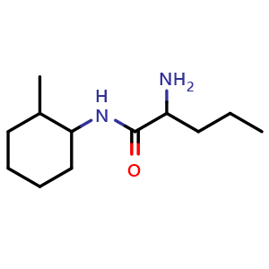Chemical structure of 2-amino-N-(2-methylcyclohexyl)pentanamide , CAS 1218191-38-8, AChemBlock Q59724