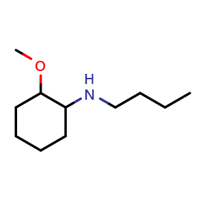 Chemical structure of N-butyl-2-methoxycyclohexan-1-amine , CAS 1157270-48-8, AChemBlock Q59733