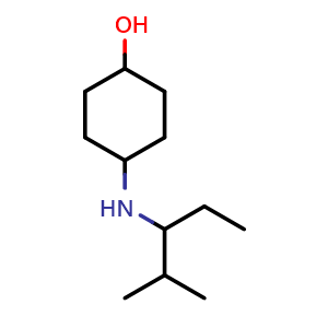 Chemical structure of 4-((2-methylpentan-3-yl)amino)cyclohexan-1-ol , CAS 1157389-97-3, AChemBlock Q59734