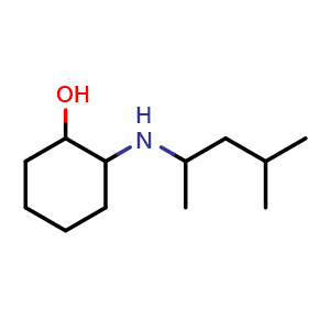 Chemical structure of 2-((4-methylpentan-2-yl)amino)cyclohexan-1-ol , CAS 1218115-79-7, AChemBlock Q59751