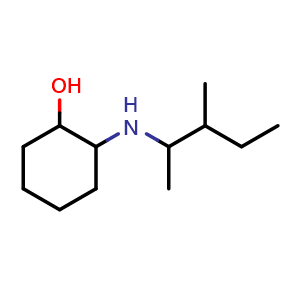 Chemical structure of 2-((3-methylpentan-2-yl)amino)cyclohexan-1-ol , CAS 1249833-64-4, AChemBlock Q59786