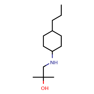 Chemical structure of 2-methyl-1-((4-propylcyclohexyl)amino)propan-2-ol , CAS 1247850-03-8, AChemBlock Q59791