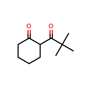 Chemical structure of 2-pivaloylcyclohexan-1-one , CAS 41043-87-2, AChemBlock Q59794