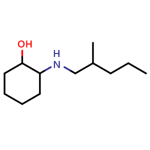 Chemical structure of 2-((2-methylpentyl)amino)cyclohexan-1-ol , CAS 1250200-84-0, AChemBlock Q59812