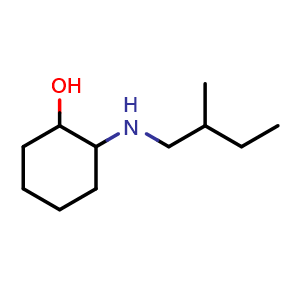 Chemical structure of 2-((2-methylbutyl)amino)cyclohexan-1-ol , CAS 1247839-60-6, AChemBlock Q59813