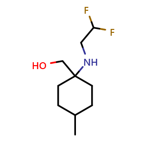 Chemical structure of (1-((2,2-difluoroethyl)amino)-4-methylcyclohexyl)methanol , CAS 1248952-26-2, AChemBlock Q59819