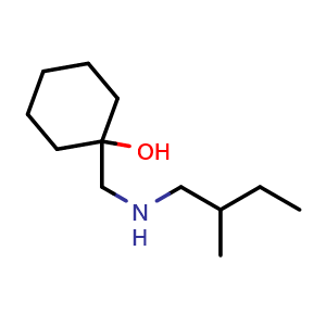 Chemical structure of 1-(((2-methylbutyl)amino)methyl)cyclohexan-1-ol , CAS 1248678-12-7, AChemBlock Q59821