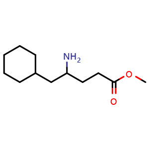 Chemical structure of methyl 4-amino-5-cyclohexylpentanoate , CAS 1341623-63-9, AChemBlock Q59833