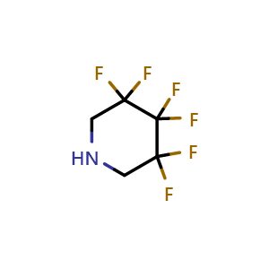 Chemical structure of 3,3,4,4,5,5-hexafluoropiperidine , CAS 2145-59-7, AChemBlock Q59840
