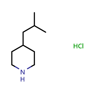 Chemical structure of 4-isobutylpiperidine hydrochloride , CAS 1019852-12-0, AChemBlock Q59854