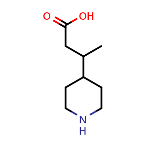 Chemical structure of 3-(piperidin-4-yl)butanoic acid , CAS 103039-96-9, AChemBlock Q59867