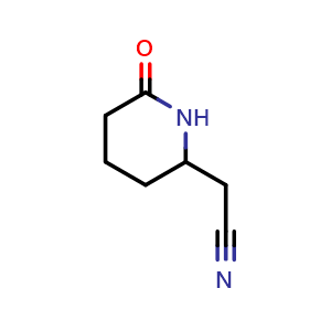 Chemical structure of 2-(6-oxopiperidin-2-yl)acetonitrile , CAS 1315365-59-3, AChemBlock Q59876