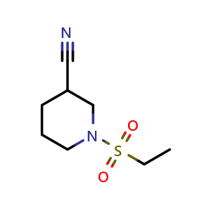 Chemical structure of 1-(ethylsulfonyl)piperidine-3-carbonitrile , CAS 1087789-11-4, AChemBlock Q59893