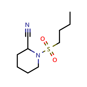 Chemical structure of 1-(butylsulfonyl)piperidine-2-carbonitrile , CAS 1087789-10-3, AChemBlock Q59898