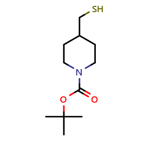 Chemical structure of tert-butyl 4-(mercaptomethyl)piperidine-1-carboxylate , CAS 581060-27-7, AChemBlock Q59915