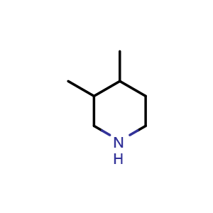 Chemical structure of 3,4-dimethylpiperidine , CAS 34970-88-2, AChemBlock Q59916