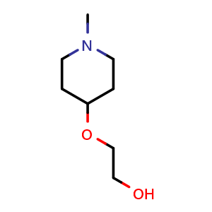 Chemical structure of 2-((1-methylpiperidin-4-yl)oxy)ethan-1-ol , CAS 1353983-03-5, AChemBlock Q59930
