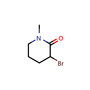 Chemical structure of 3-bromo-1-methylpiperidin-2-one , CAS 49785-85-5, AChemBlock Q59933