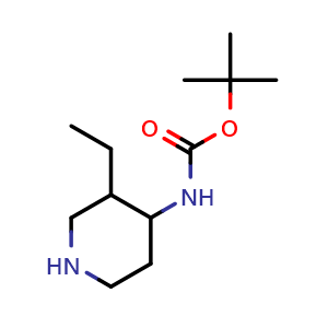 Chemical structure of tert-butyl (3-ethylpiperidin-4-yl)carbamate , CAS 900642-61-7, AChemBlock Q59934