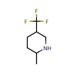Chemical structure of 2-methyl-5-(trifluoromethyl)piperidine , CAS 1344335-43-8, AChemBlock Q59938