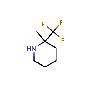 Chemical structure of 2-methyl-2-(trifluoromethyl)piperidine , CAS 1432680-53-9, AChemBlock Q59954