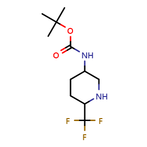Chemical structure of tert-butyl (6-(trifluoromethyl)piperidin-3-yl)carbamate , CAS 1432681-75-8, AChemBlock Q59956