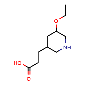 Chemical structure of 3-(5-ethoxypiperidin-3-yl)propanoic acid , CAS 1443982-00-0, AChemBlock Q59959