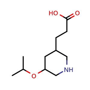 Chemical structure of 3-(5-isopropoxypiperidin-3-yl)propanoic acid , CAS 1443980-59-3, AChemBlock Q59962