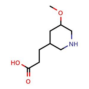 Chemical structure of 3-(5-methoxypiperidin-3-yl)propanoic acid , CAS 1443982-14-6, AChemBlock Q59963