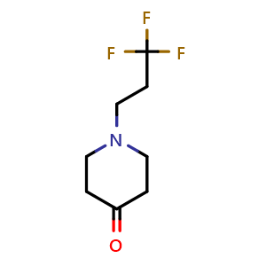 Chemical structure of 1-(3,3,3-trifluoropropyl)piperidin-4-one , CAS 1342825-61-9, AChemBlock Q59969