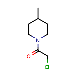 Chemical structure of 2-chloro-1-(4-methylpiperidin-1-yl)ethan-1-one , CAS 4593-20-8, AChemBlock Q59975